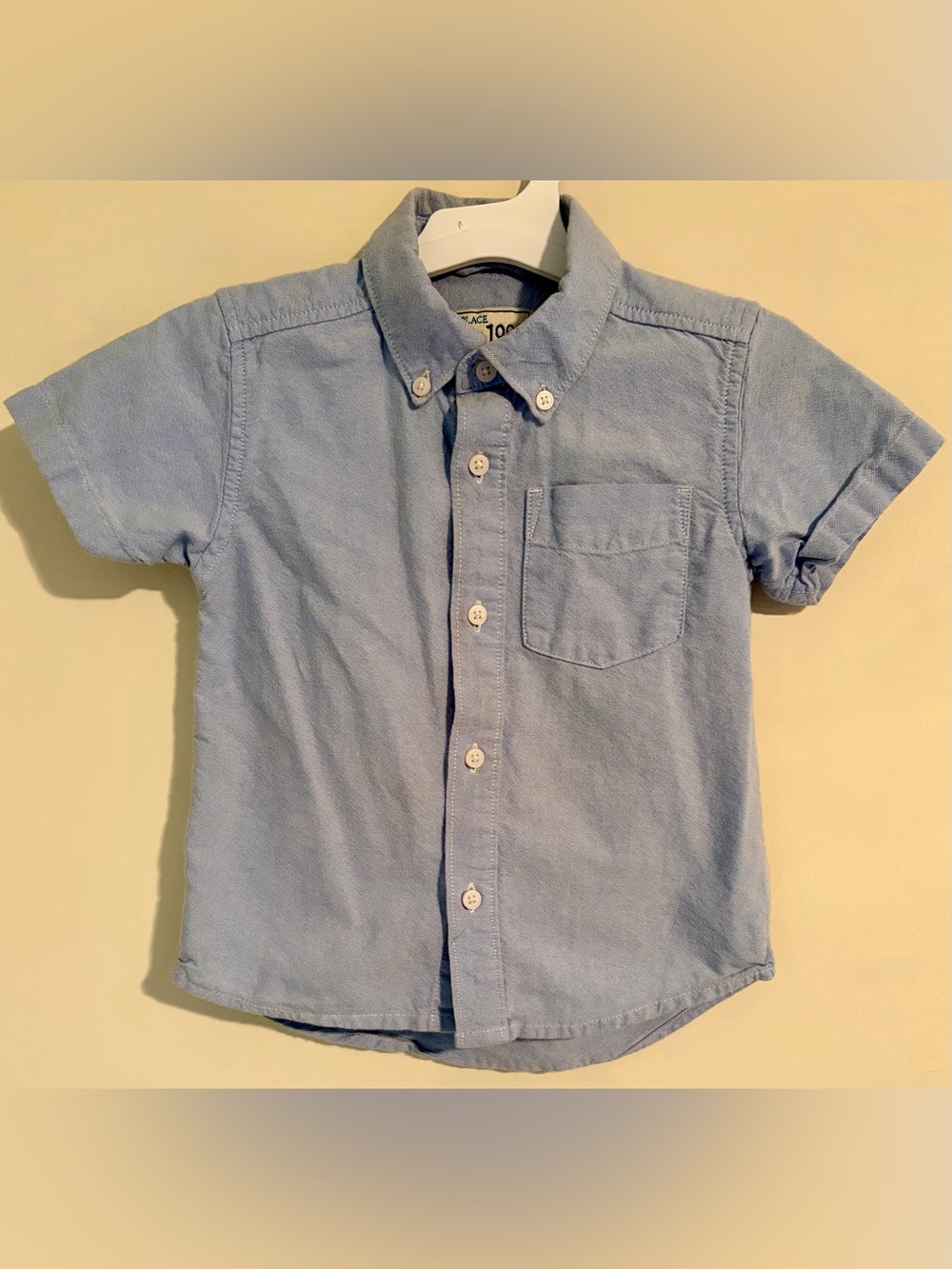 Toddler Boy’s Sz 3T The Children’s Place Blue Oxford SS Button-Up Shirt w Pocket
